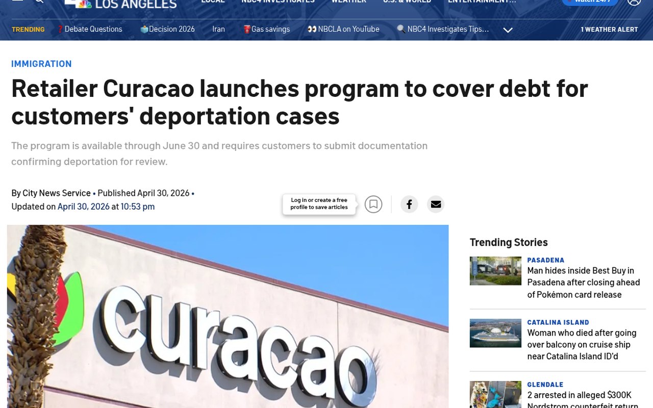 NBC Los Angeles coverage of Curacao's Estamos Contigo program